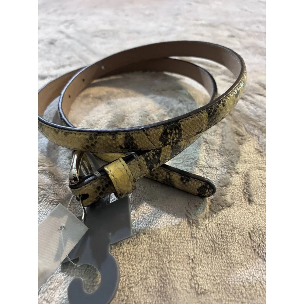 Ann Taylor Faux Snake Skin Belt Small Skinny Yellow And Gray